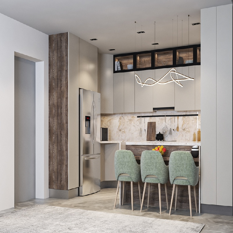Shenzhen Customized Lacquer Kitchen Furniture with Best Sense Trademark