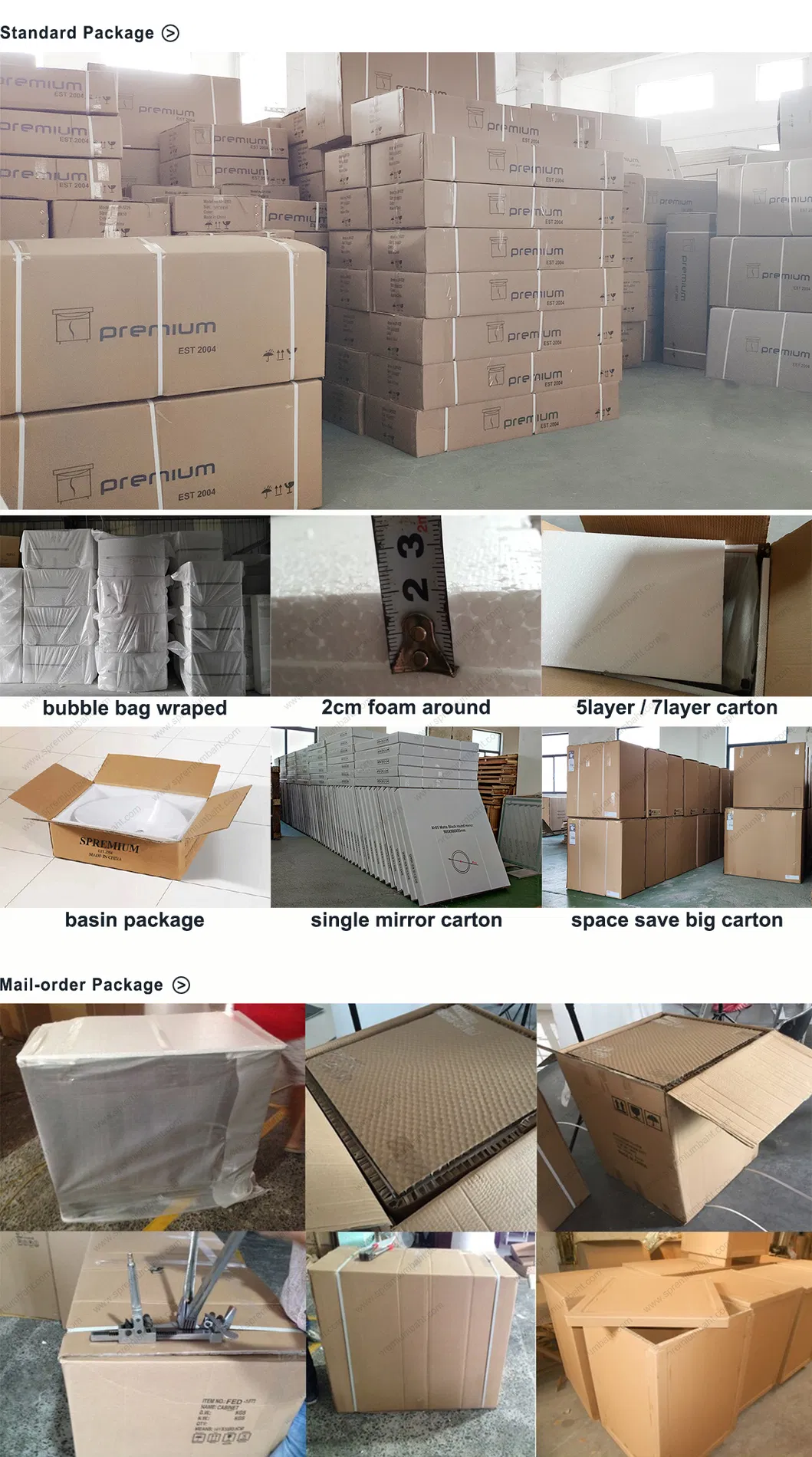 White Wholesale Modern PVC Wall Bathroom Mirror Ceramic Wash Basin Sink Vanity Packaging
