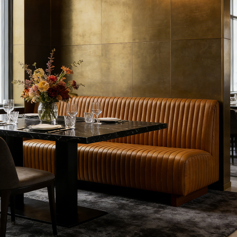 Retro Commercial Restaurant Furniture Booth Seating with Table and Chair Set for Cafe Bistro Restaurant