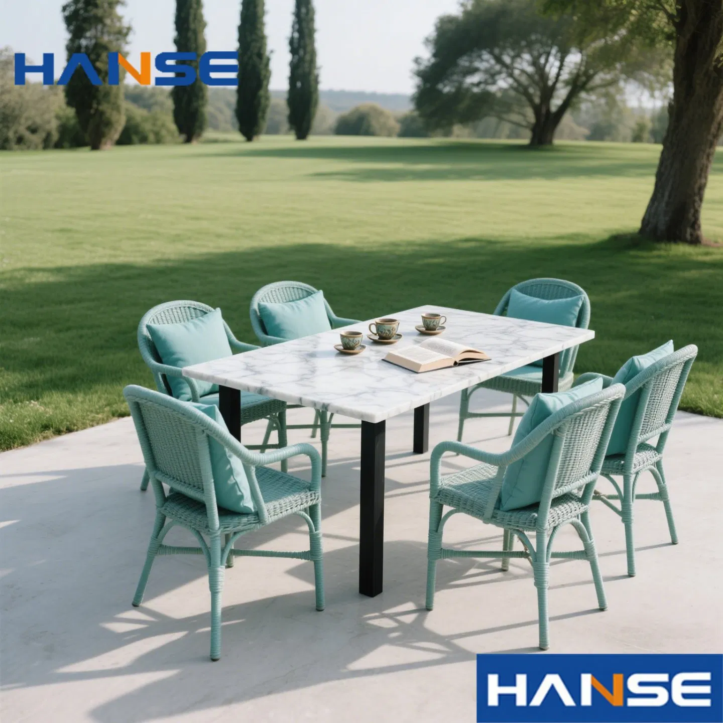 Dubai Nordic Restaurant Cafe Furniture Luxury Aluminum Outdoor Dining Set Furniture