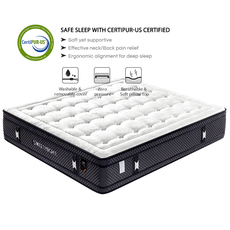 Shenzhen Memory Mattress Dr802 Sweetnight Hybrid 40cm 16 Inch Height Natural Latex Pocket Coil Spring Mattress