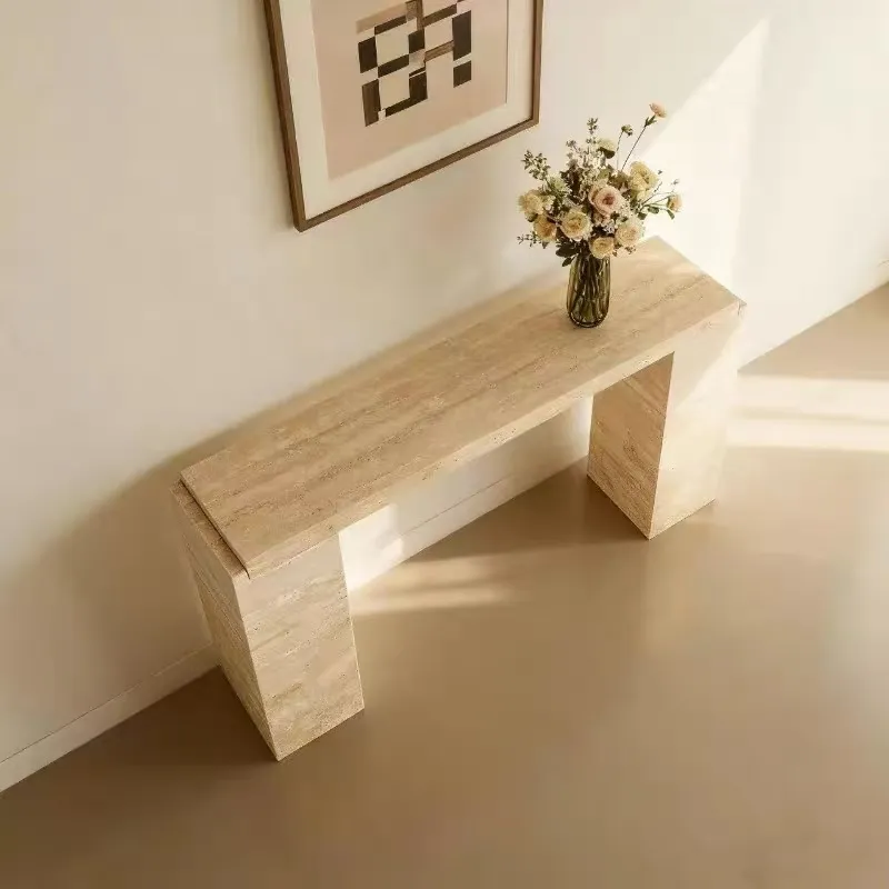 Natural Beige Travertine Console Table