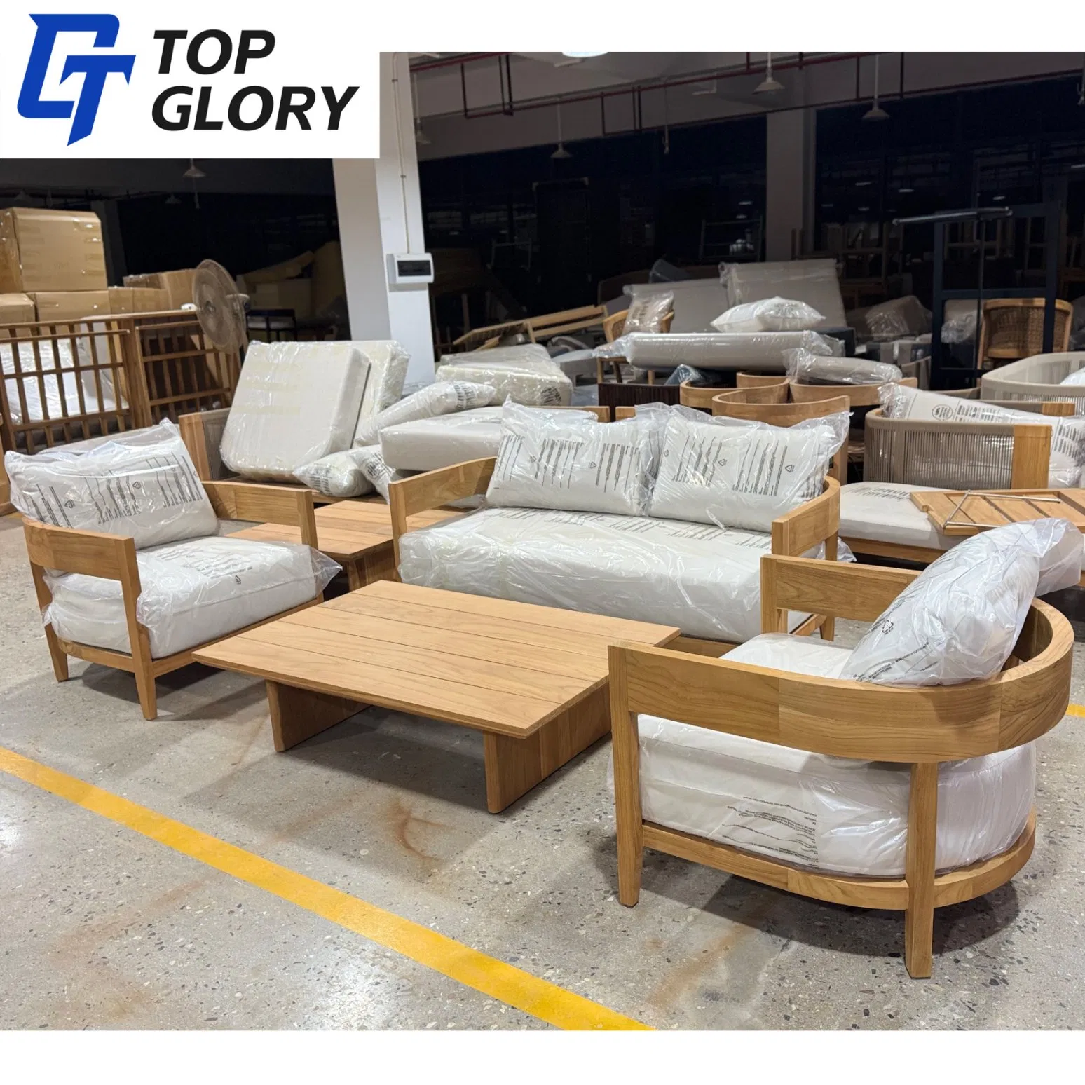 Tg Luxury Teak Wooden Furniture Patio Waterproof Garden Home Sofa Set Modern Hotel Outdoor Foshan Furniture