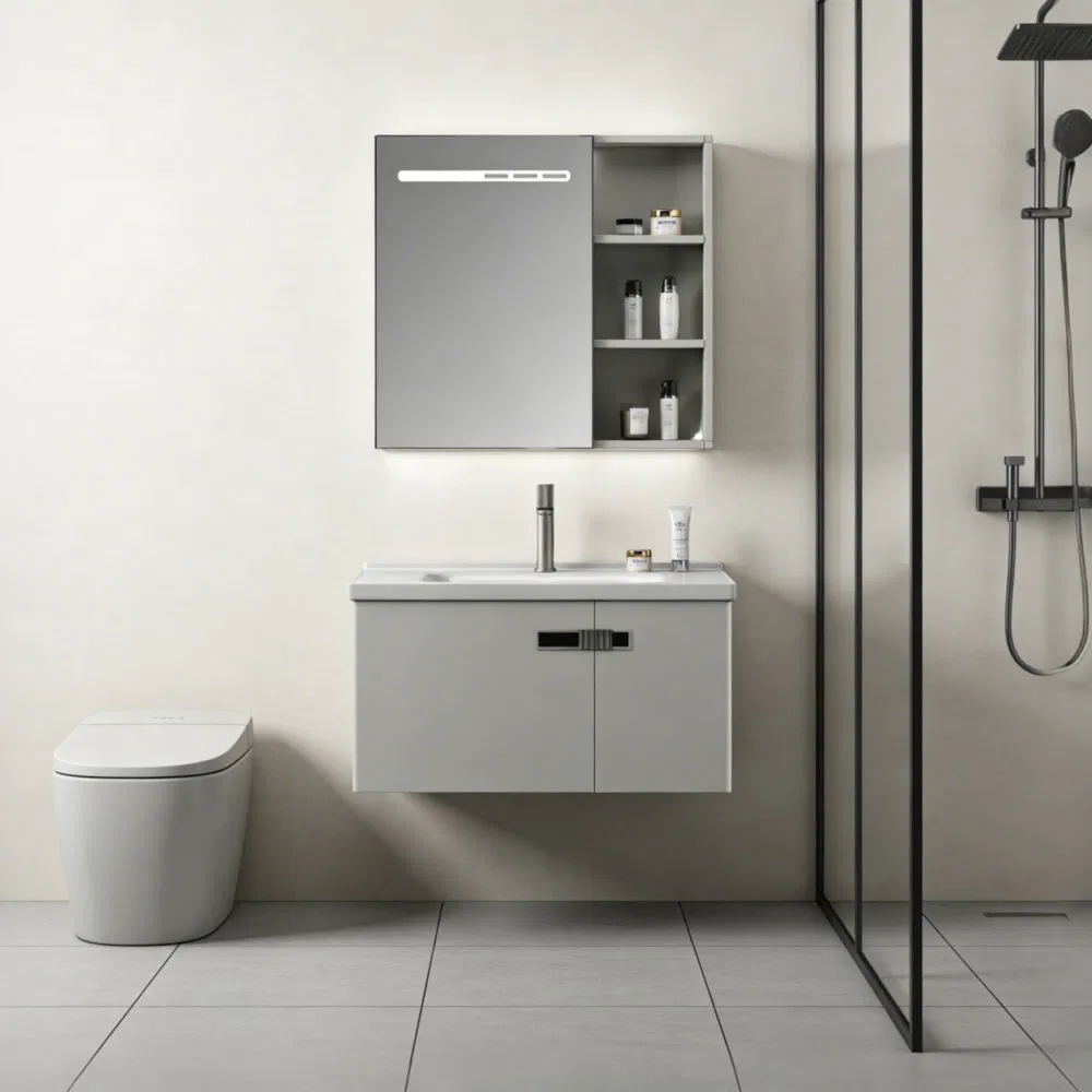 Sk-601 Deformation Resistant High Storage Capacity Wall-Mounted Floating Bathroom Vanity