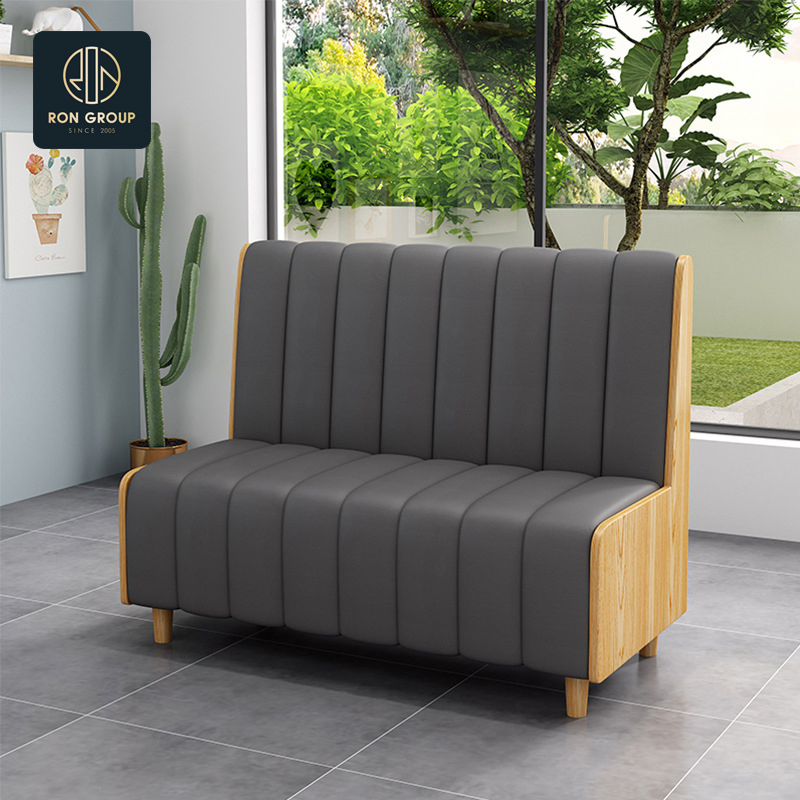 Modern Luxury Hotel Cafeteria Square Wooden Commercial Cafe Tables and Chais Leather Velvet Sofa Booth Seating Restaurant Furniture for Restaurant Coffee Shop