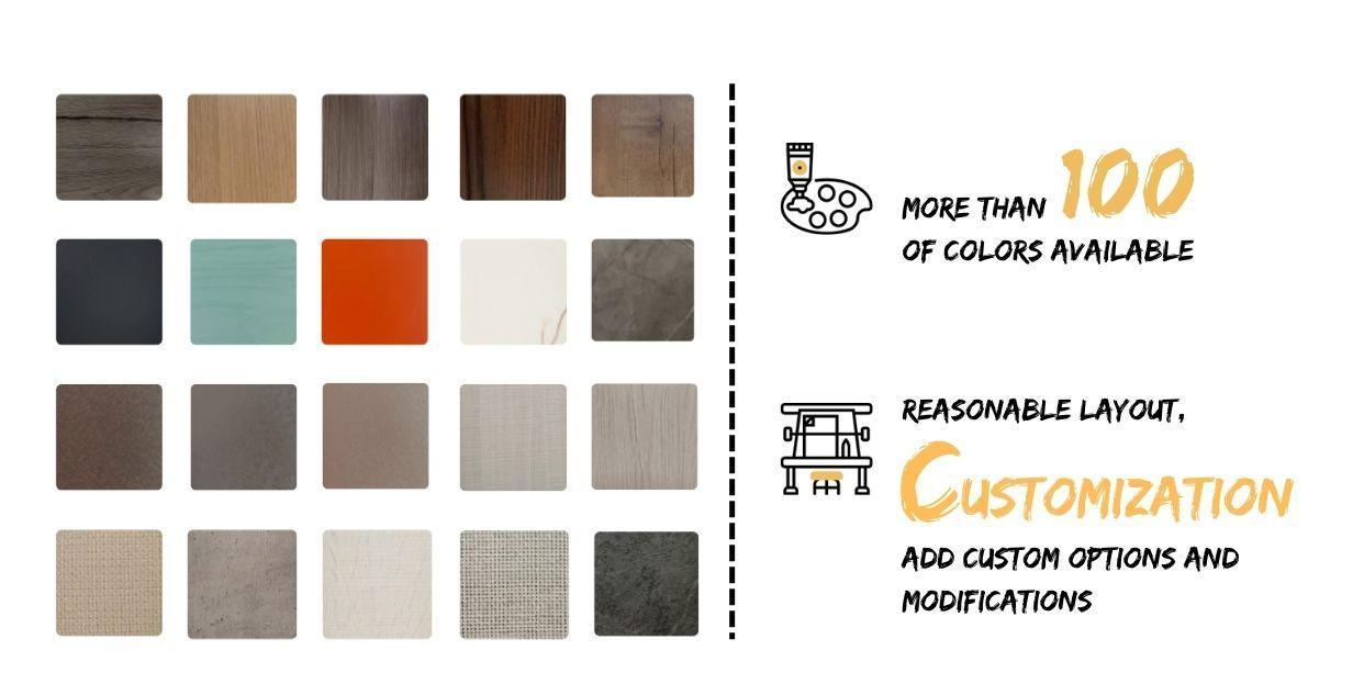 High Quality Brown Wood Grain HPL Laminate Modern Kitchen Cabinets Home Furniture