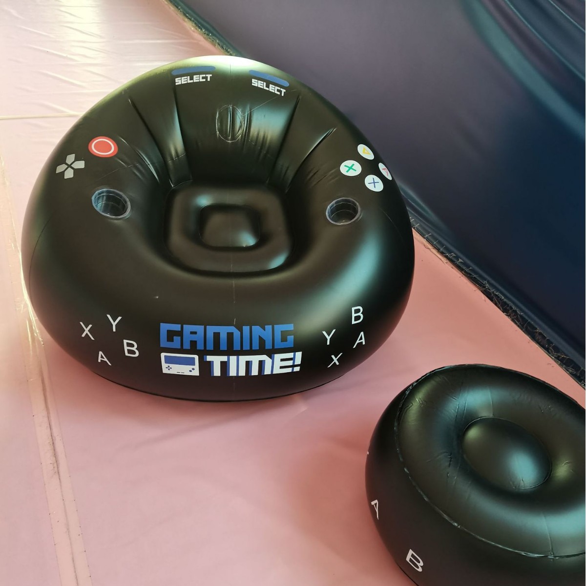 Modern Black Style E-Sports Inflatable Chair PVC Inflatable Game Sofa Furniture With Cup Holder Foldable Design
