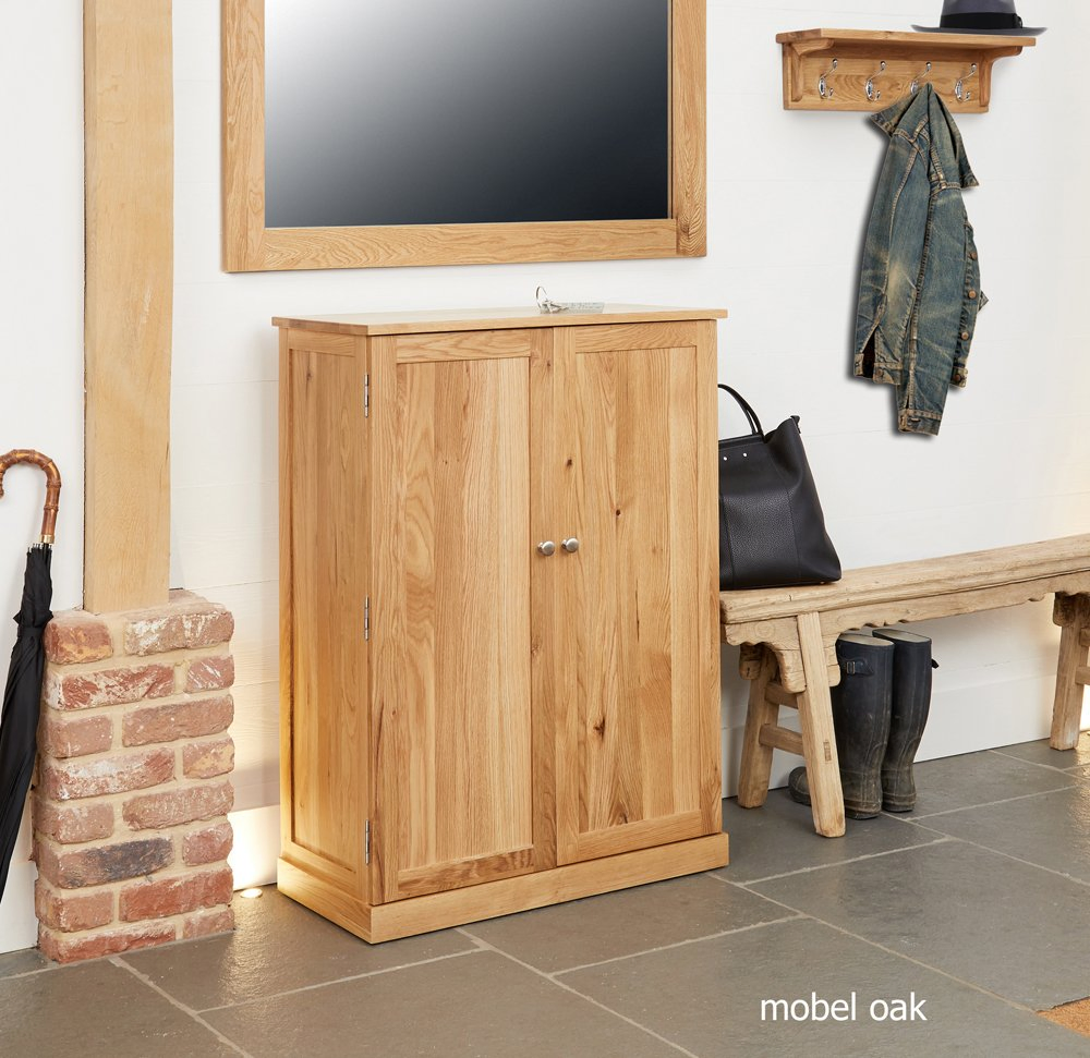 Natural Oak Large Shoe Cupboard, Modern Freedstanding Hallway Entryway Organizer Shoes Storage Cabinet with 4 Tiers Display Rack Shelf