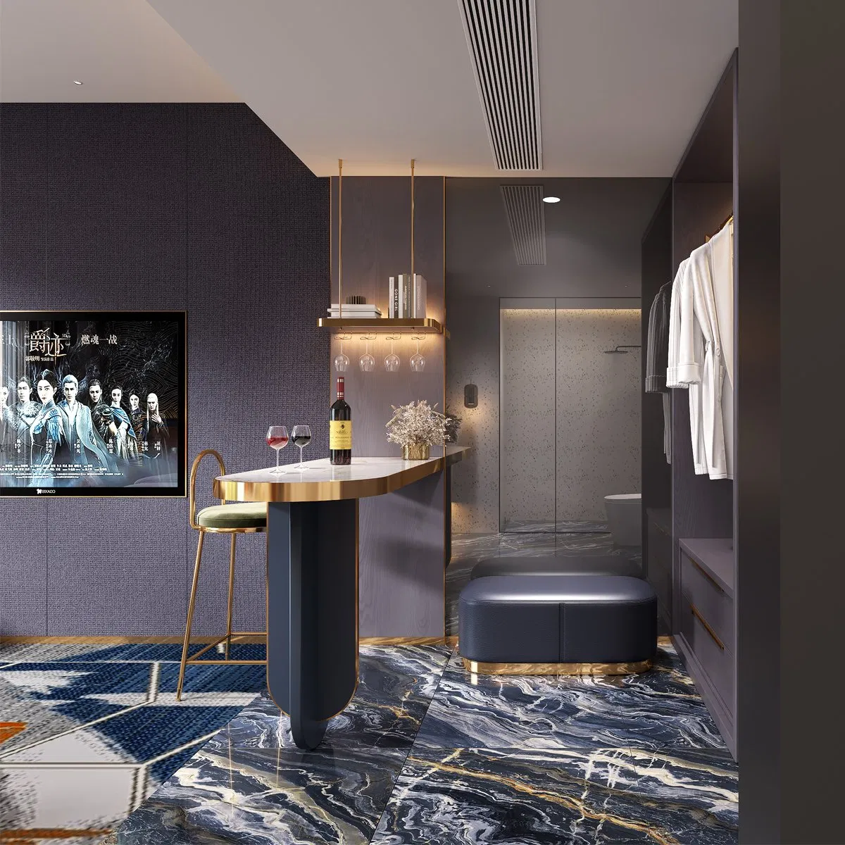 Foshan Custom Factory Commercial Wooden Modern Hospitality Furnishing Luxury Hotel Bedroom Room Furniture