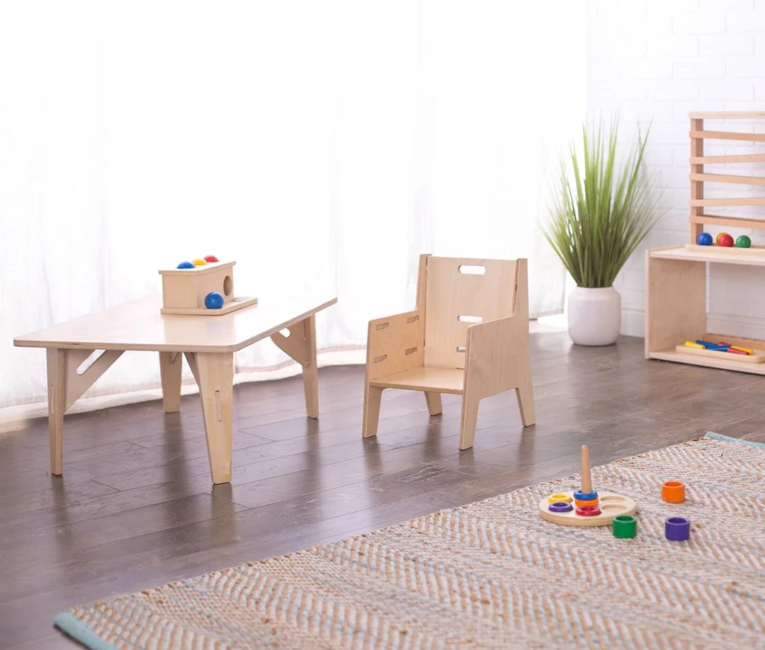 Montessori Natural Wood Stool Toddler Chair Plywood Kids Nursery Wooden Furniture