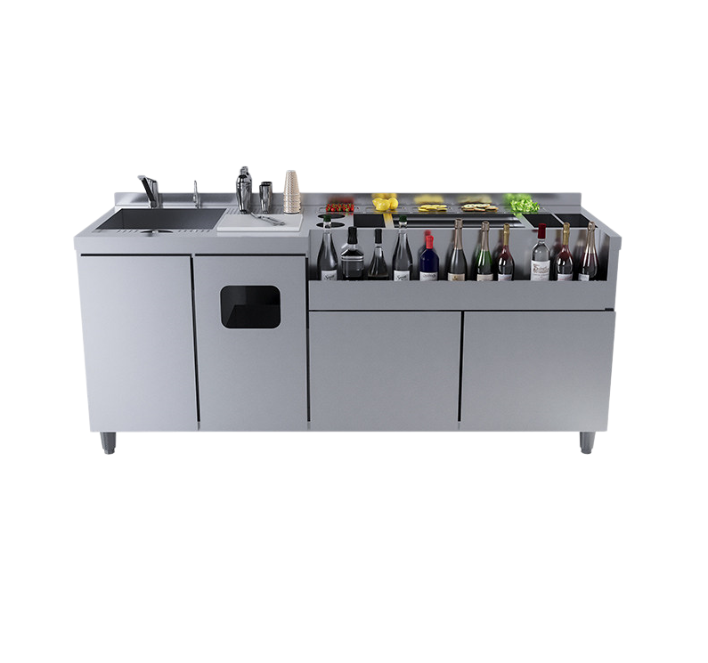Commercial Stainless Steel Cocktail Bar Station Modern Design Bartender Workstation Cooling For Bar Speakeasy Service Counter