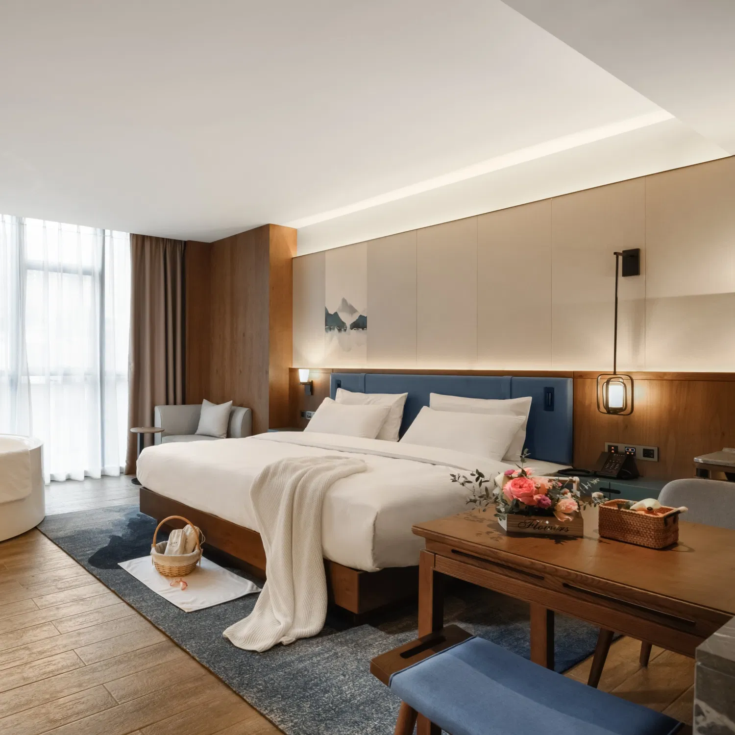 Bilido Casa Contemporary Hotel Bedroom Bed Table Dining Chair Sofe Five-Star Modern Chinese Foshan Bathroom Living Room Wooden Furniture for Hospitality