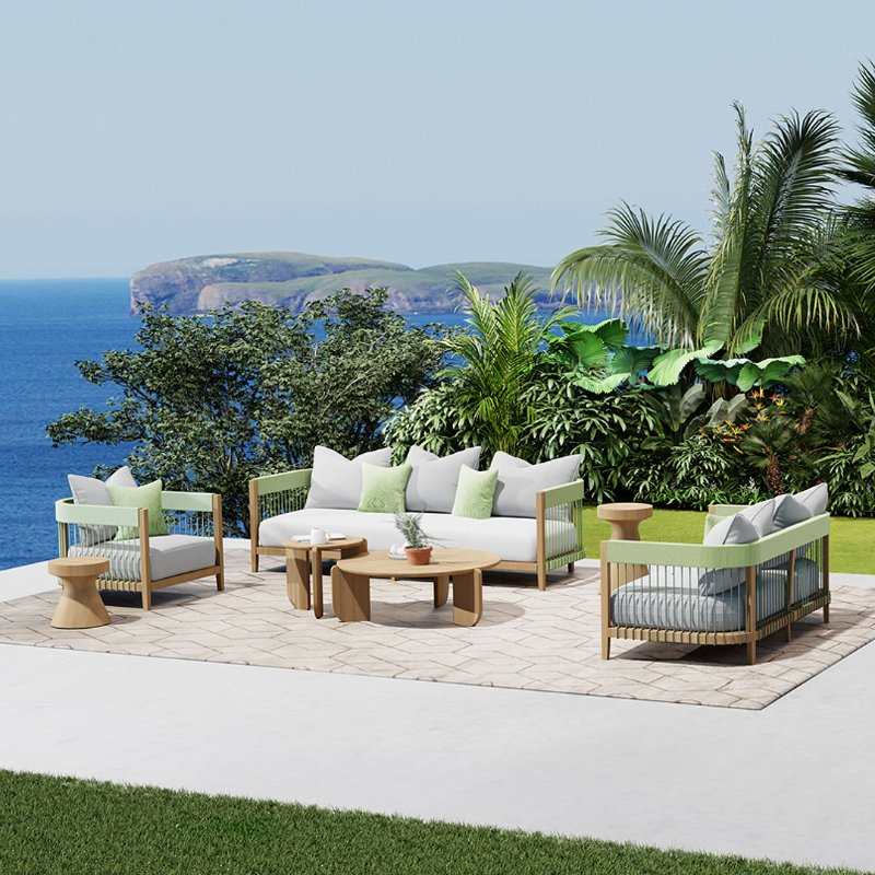 Wholesale All Weather Wooden Furniture for Patio Outdoor Garden Furniture with Waterproof Cushion