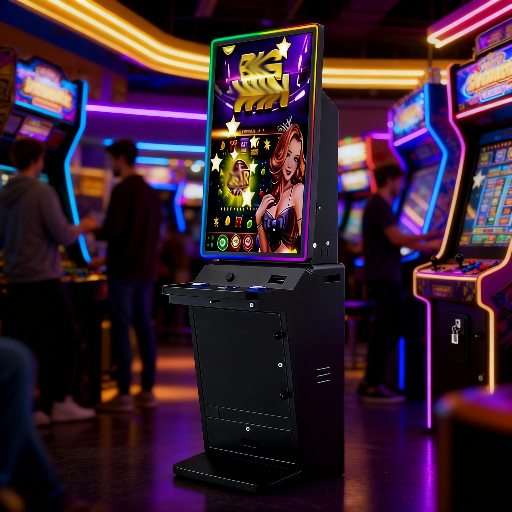 Gaming Cabinet 23.8 Inch Flat Screen Space Saving Design Metal English for North Carolina Market Bar Entertainment Room