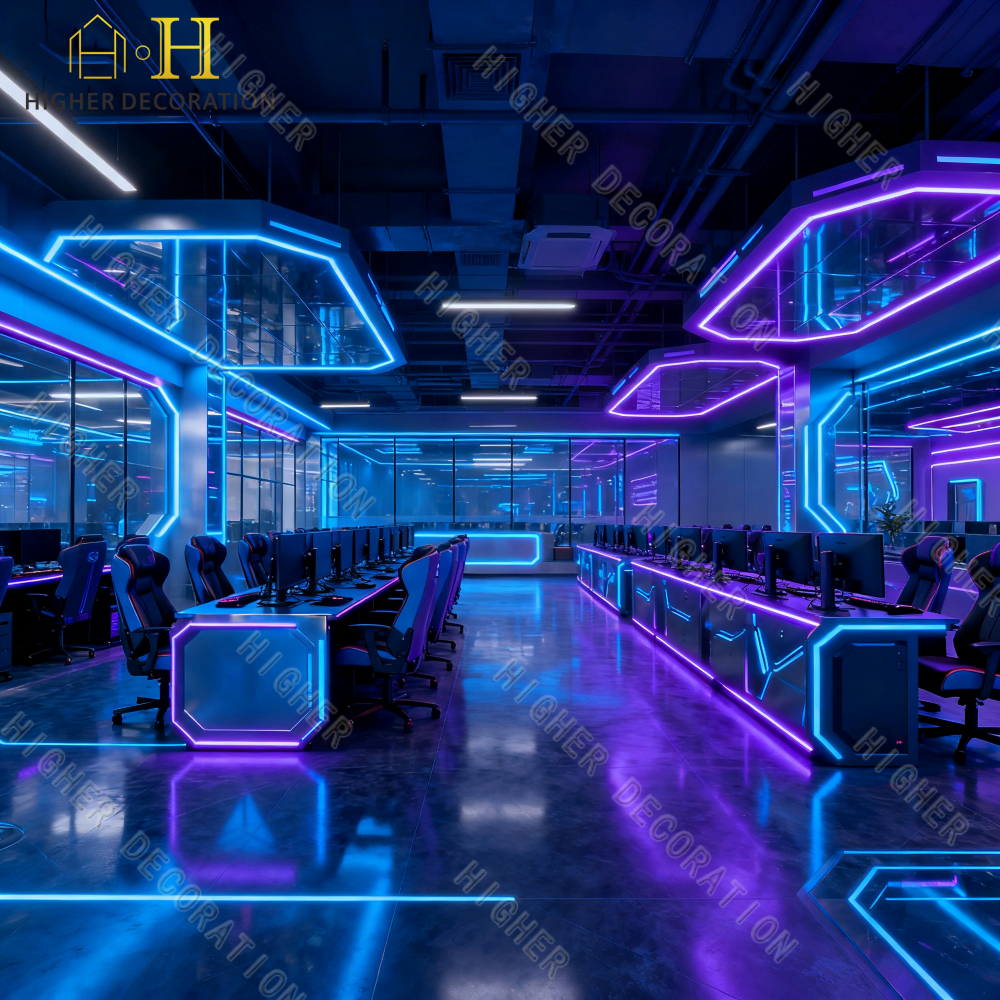Smart Multi Self Cafe Internet Ergonomic Game Club Computer Table and Stylish Bar Furniture for Game Room Design