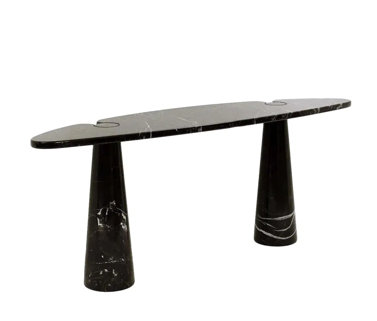 Modern Entryway Hallway Furniture Nero Marquina Black Marble Oval Console Tables