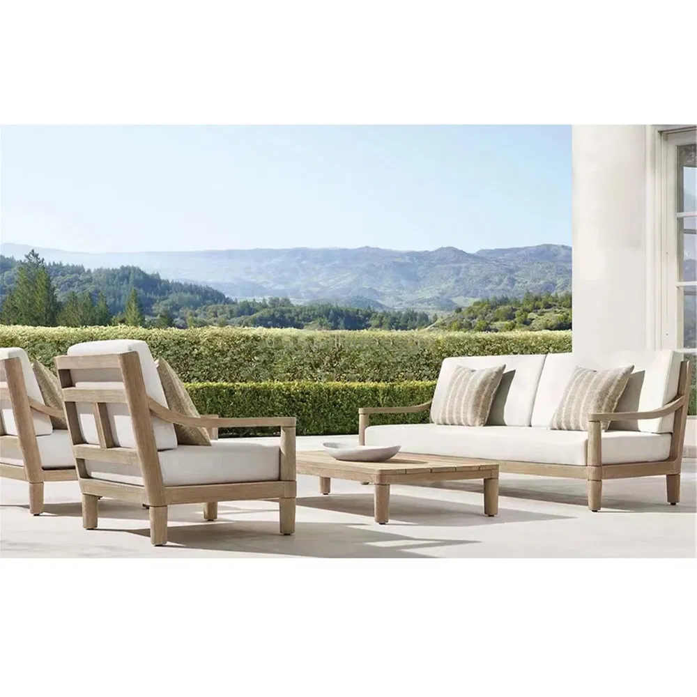 Best Seller Sofa Set Modern Sectional Rustic Wooden Patio Garden Sofa Wood Outdoor Furniture