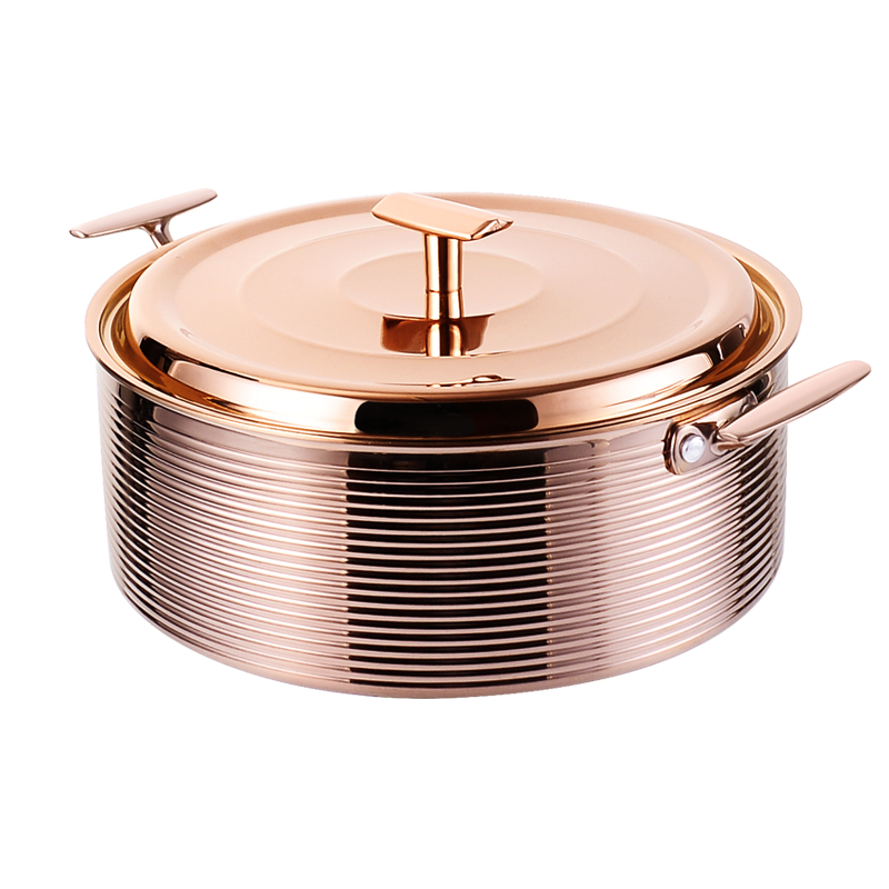 KENGQ Factory Selling 304 Stainless Steel Hotpot Pot Rose Golden Cookware Pot Metal Hotpot With All-steel Lid for Cooking