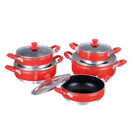 Cheap 12Pcs Kitchen Use Alu Fry Pan and Pot Sets Cookware Set