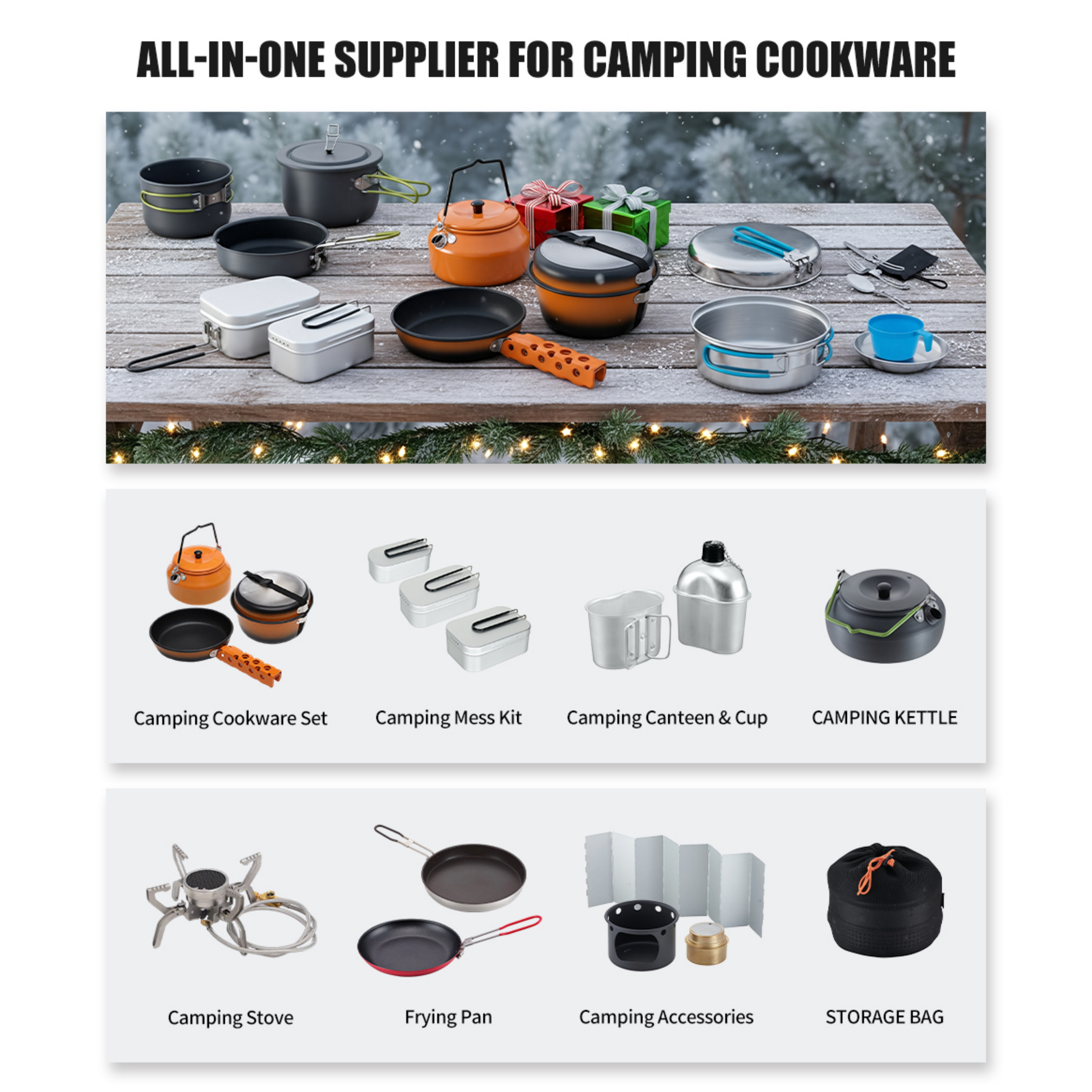 Factory Direct 6 Pcs Non-Stick Outdoor Cooking Sets Aluminum Camping Cookware With Gripper