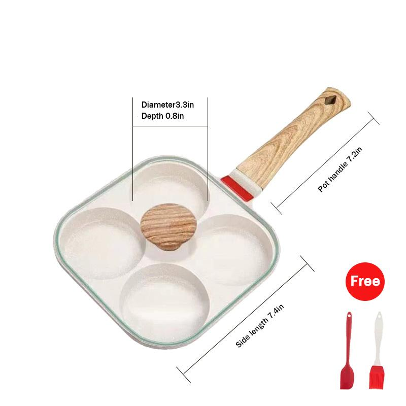2026 Trending Modern Square 4-Hole Non-Stick Egg Frying Pan Cross-Border Enlarged Deep Induction Cooker Universal Breakfast Pan