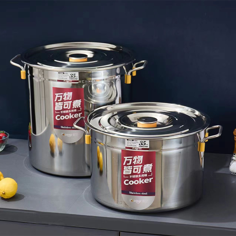 Hot Sale Stainless Steel Heavy Duty Cooking Pot Large Capacity Bouillon and Soup Pots Tall Cooking Pot Soup Bucket