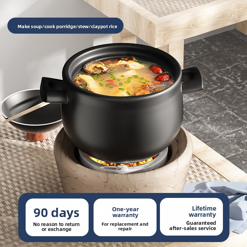 Ceramic Clay Pot Stew Soup Porridge High Temperature Resistant Gas Stove Compatible Dry Burning Non-Cracking Casserole