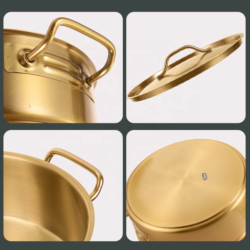 Hot Sale Non Stick Stainless Steel 28 cm Gold Luxury Hot Pot Soup &amp; Stock Pots With Lid