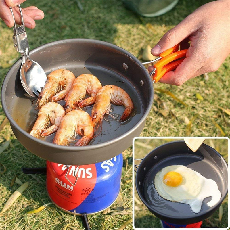 Hiking Equipment Outdoor Cooking Gear 3 Piece Cook-Set Camping Cookware Pots Backpacking Non-Stick Cooking for Outdoor Camping