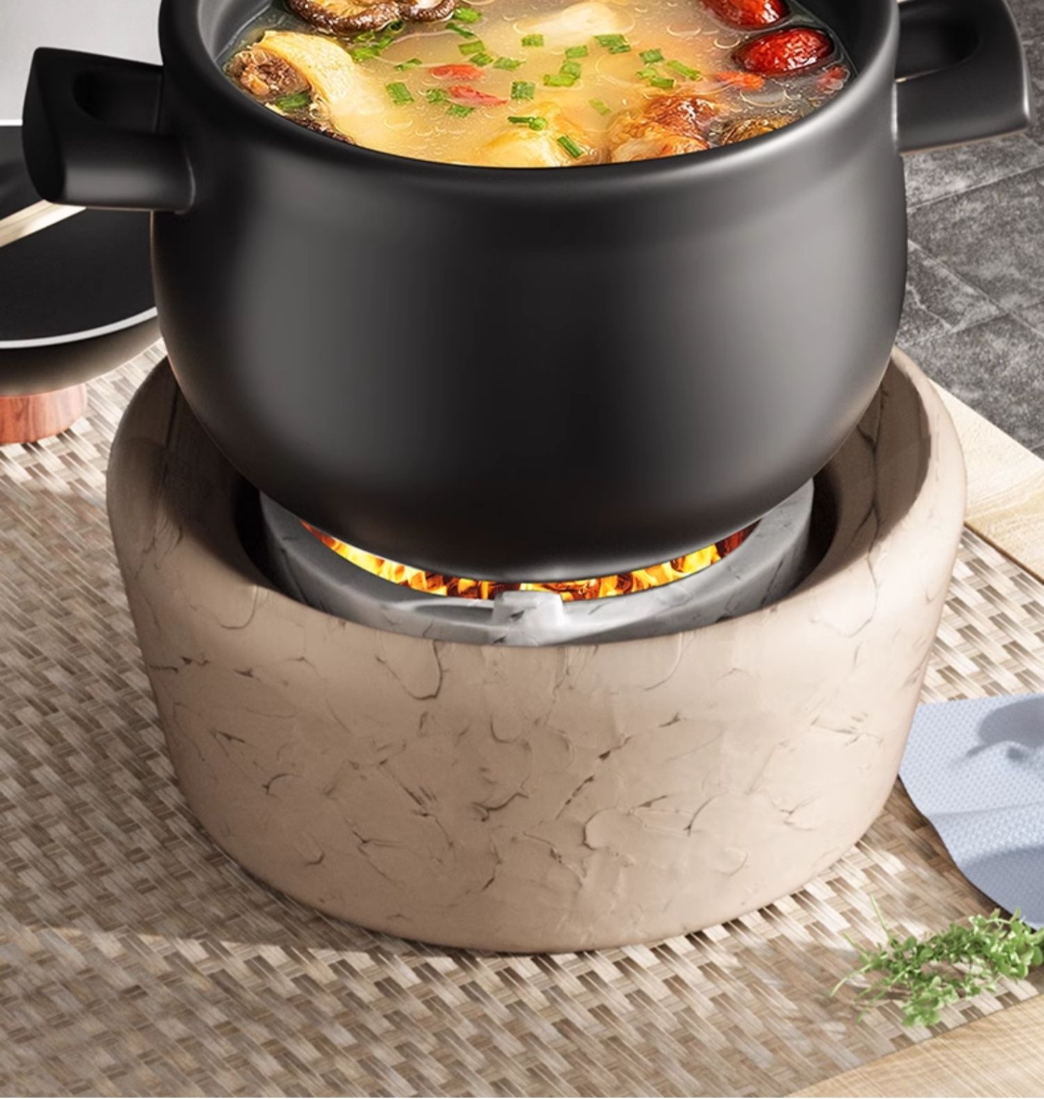 Ceramic Clay Pot Stew Soup Porridge High Temperature Resistant Gas Stove Compatible Dry Burning Non-Cracking Casserole