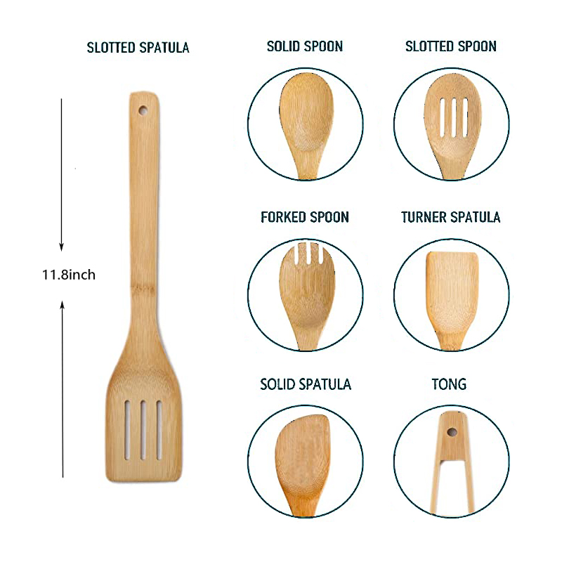 Eco Friendly Cooking Kitchen Cooking Utensil Set Cookware Bamboo Kitchen Wares Set Cooking Utensil