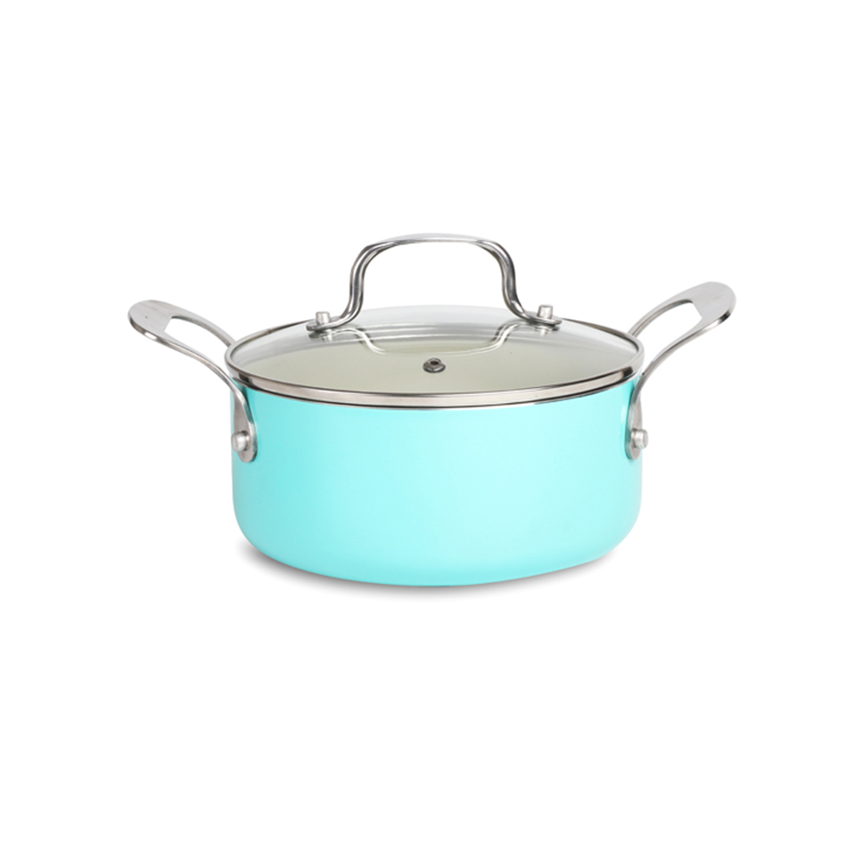 Minimalist Design Pressed Aluminum Cookware Universal for Home Stockpots Stoves and Induction Cooktops with Glass Lid 16*7cm