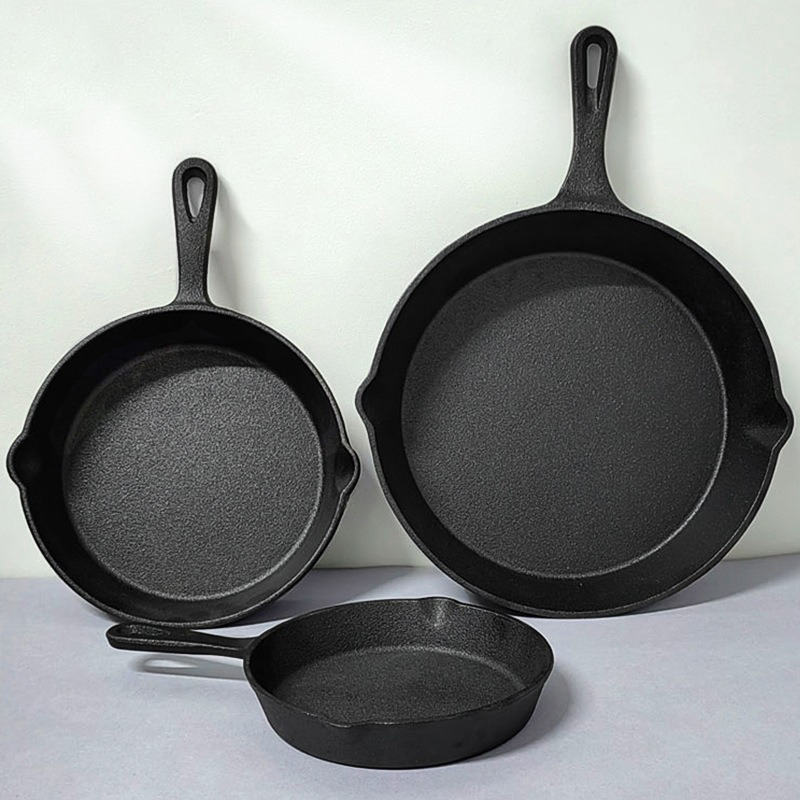 Wholesale Custom 6" 8" 10" Kitchen Nonstick Skillet Cooking Fry Pan Cast Iron Frying Pan Set With Handle