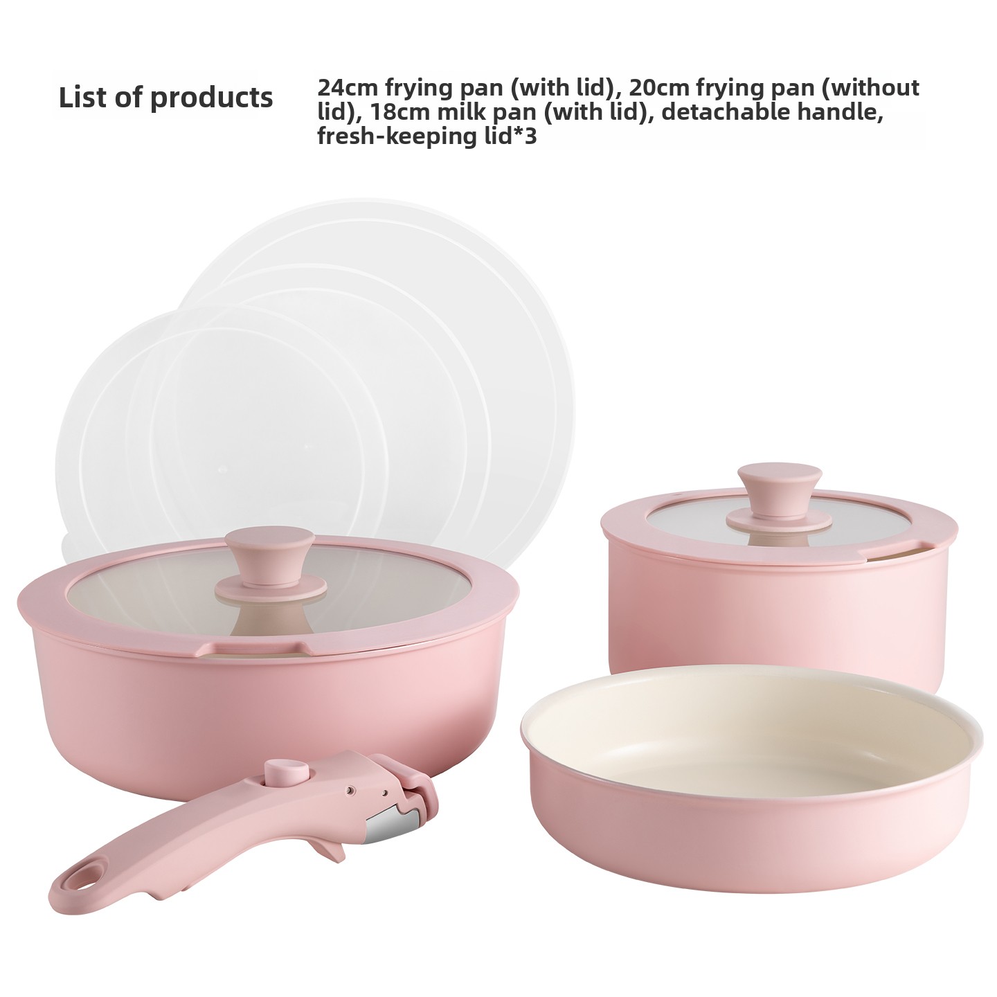 Customized Material/color with Removable Handle Oven Dishwasher Safe, Nine-piece Eco-friendly Non-stick Cookware Set