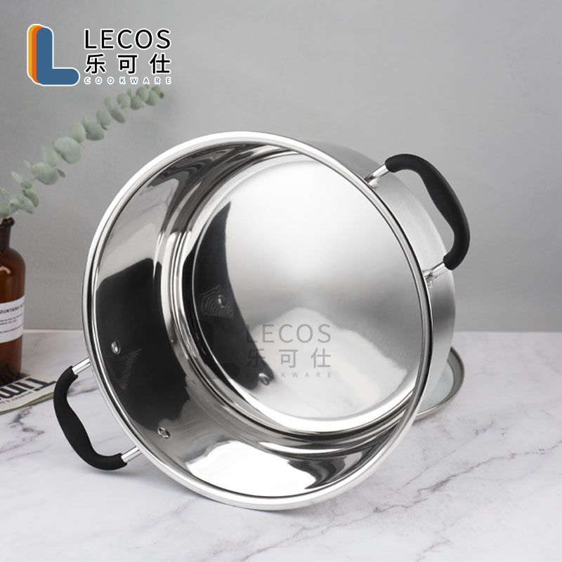 LECOS Commercial Kitchen Catering Big Cooking Stockpot Simmering Pot Large Stainless Steel Soup Stock Pots for Restaurant