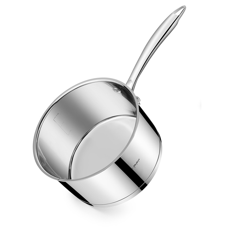 18cm Stainless Steel Modern Saucepan Induction Compatible Milk Pot with Non-stick Composite Bottom Eco-Friendly Durable Cookware
