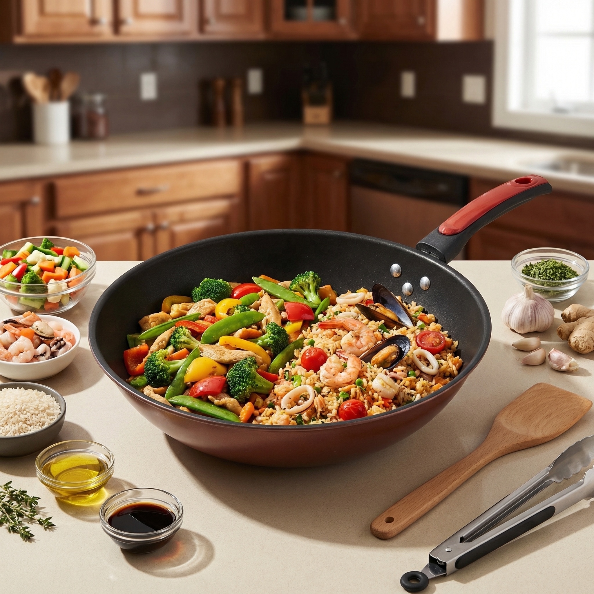 Hot Sale 30cm Non-Stick Coating Nonstick Non-Stick Wok Cake Baking Sauce Frying Pan Stick-proof Wok Kitchen Use