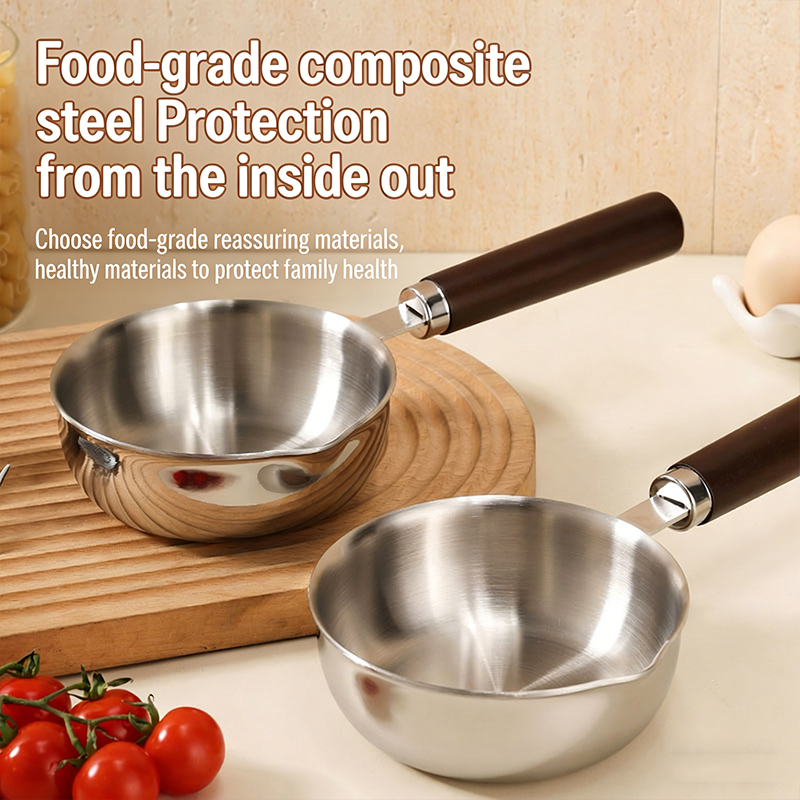 304 Stainless Steel 13cm Mini Omelette Pan Egg Frying Pan 3 Layers Compound Steel Non Stick Pot Small Cookware Sets With Handle