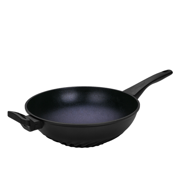 Nonstick German Greblon C3+ Quality 12-inch Wok Stir-Fry Pan with Glass Lid