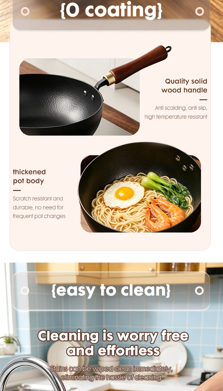 Wok Pan Hammered Wok Fish Scale Texture Stir Fry Pan Scratch Resistant Fast Heating Cookware for Gas and Induction