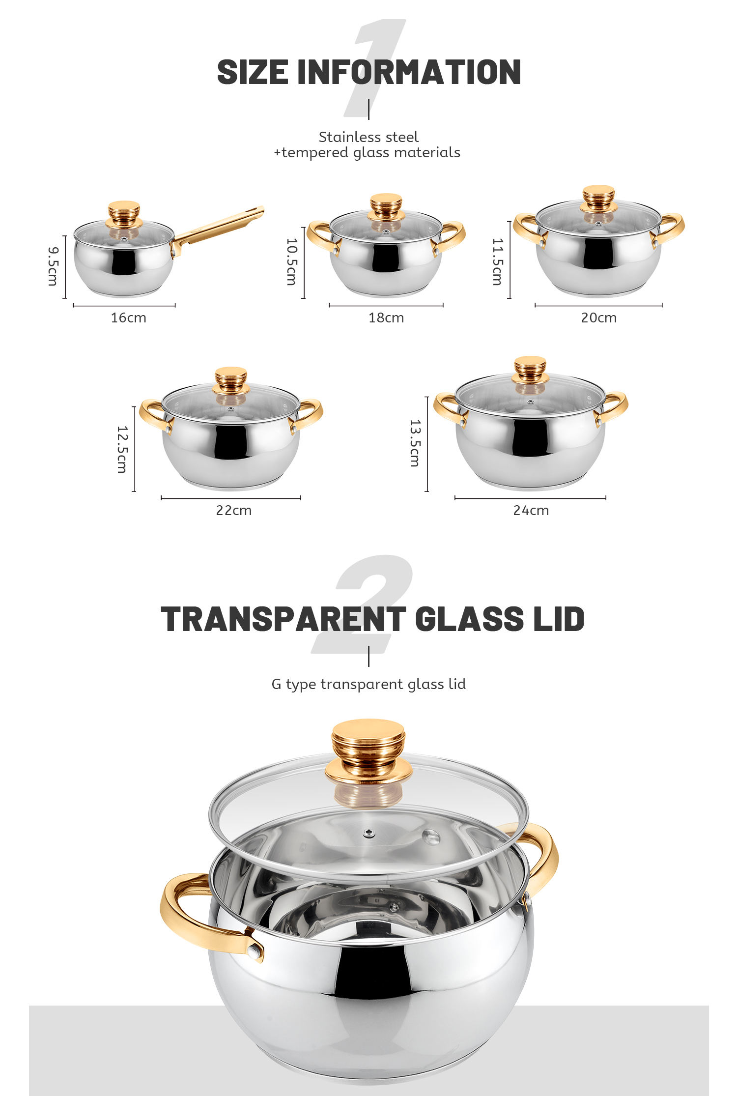 High Quality Elegant Cookware Set for Entertaining Sleek Stainless Steel with Gold Trim to Impress Guests During Meal Prep