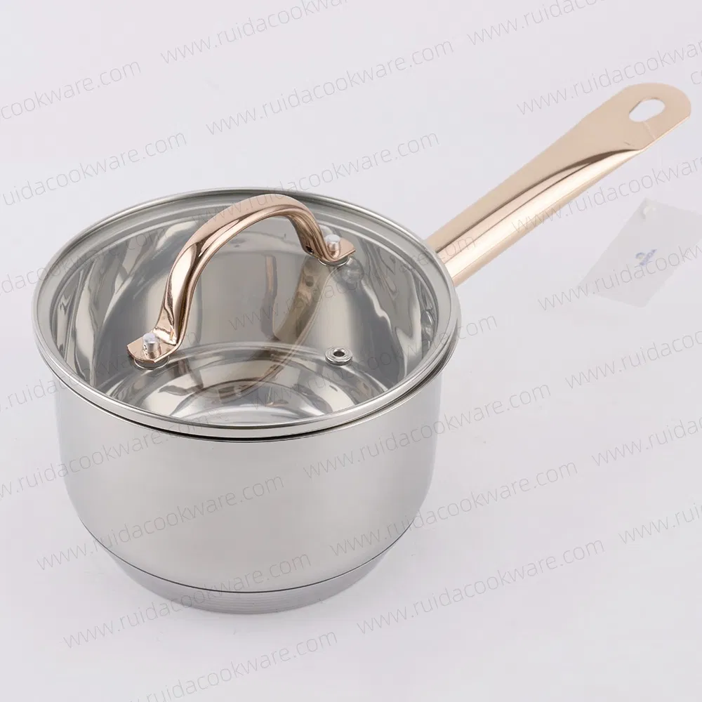 Stepped and Rolled Edge 8PCS Straight Bottom Copper Handle Cookware Set