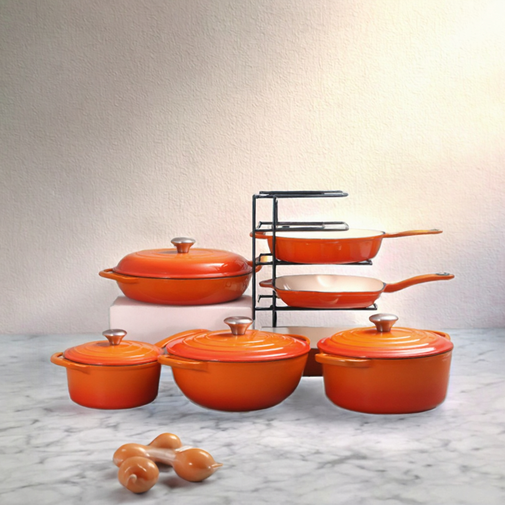 Customizable Modern Design Kitchen Cookware Set Cast Iron Enameled Dutch Oven for Soup &amp; Stock Pots and Pans