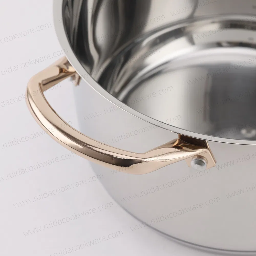 China Factory 8PCS Copper Handle Cookware Set Red Coating Fry Pan