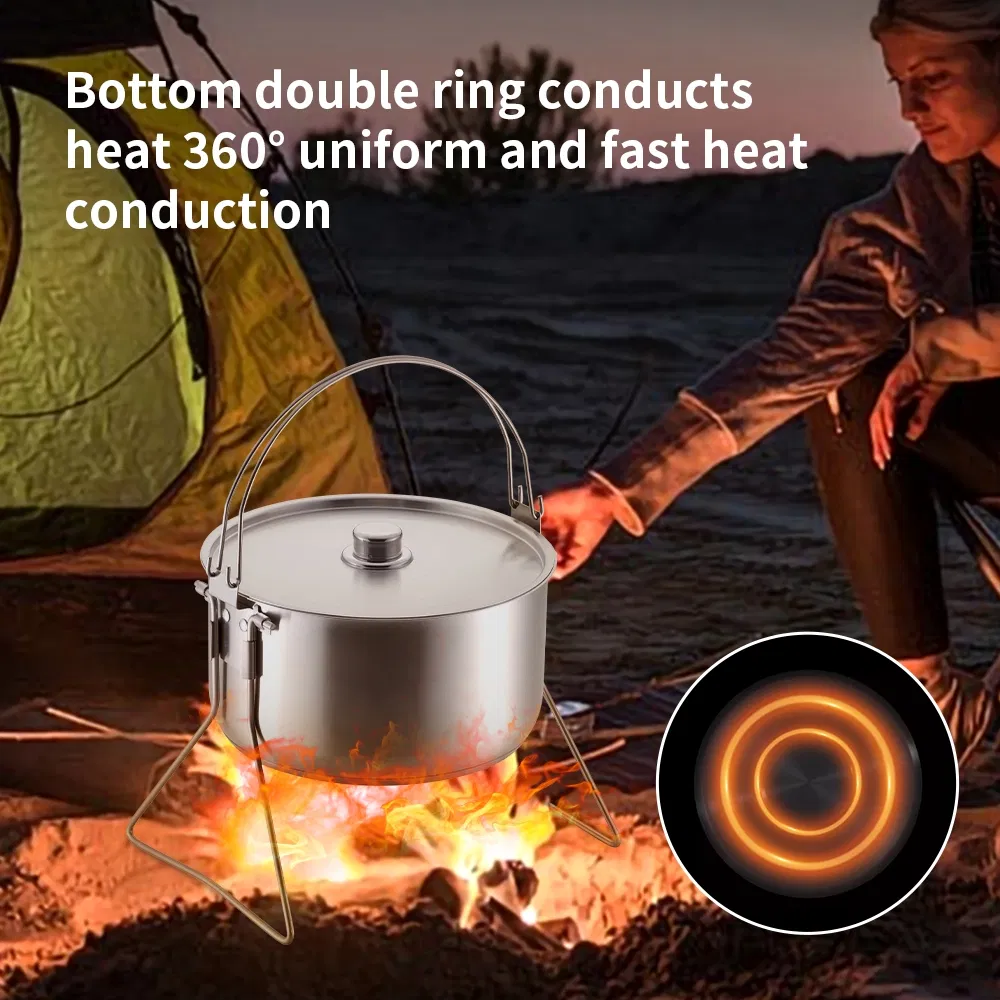 High Quality Easy Clean Stainless Steel Folding Camping Outdoor Cooking Pot Set Camping Cookware Non Stick