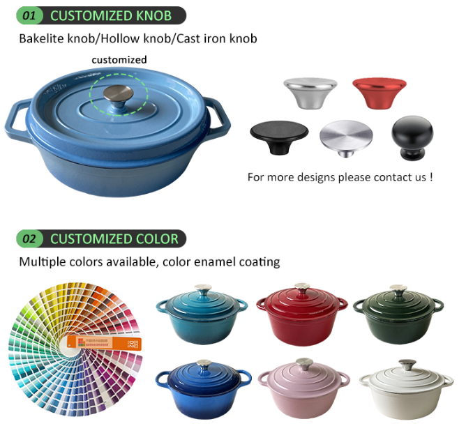 4l Cast iron dutch oven pot red cast iron enamel casserole round shape Kitchenware Cooking Soup Pot