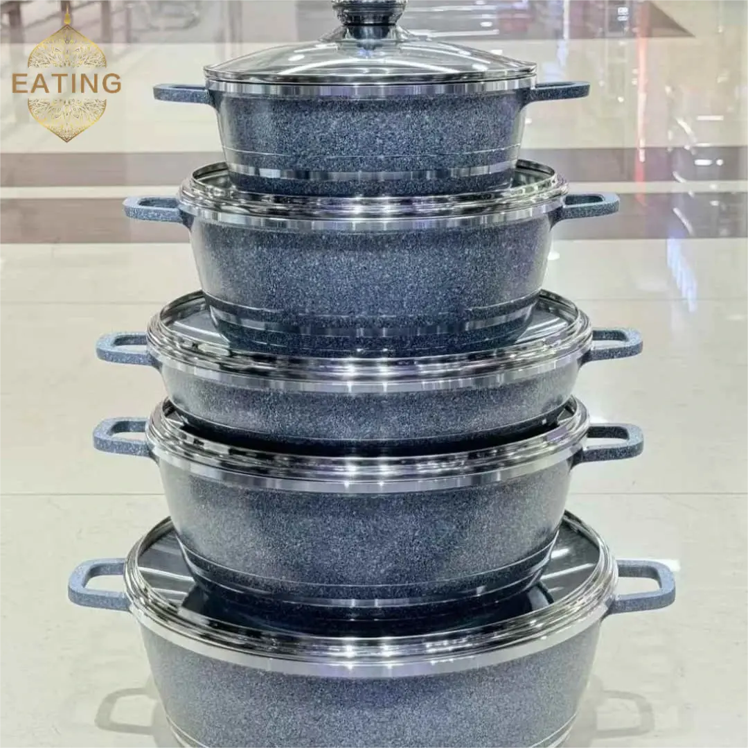 2025 New 10-Piece Nonstick Cookware Set Pots and Lids Set (20-24-28-32 Cm) - High Quality Durabler Professional Kitchens Granite