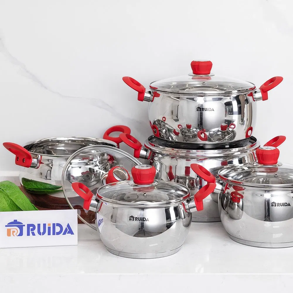 Factory Price Induction Soft Touch Safest Stainless Steel Apple Shape Cookware