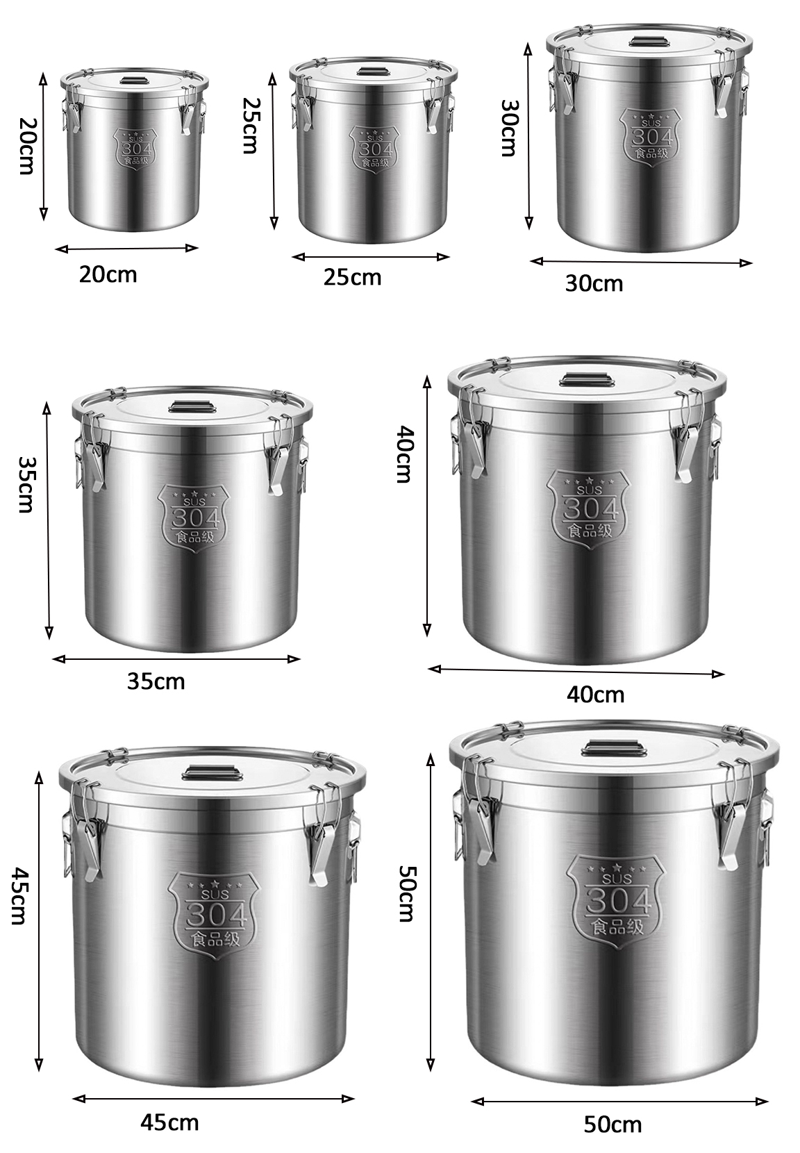 Modern Liquid Transportation Deep Stock Pot 304 Stainless Steel Milk Bucket Food Canister Barrel Container Dishwasher Safe
