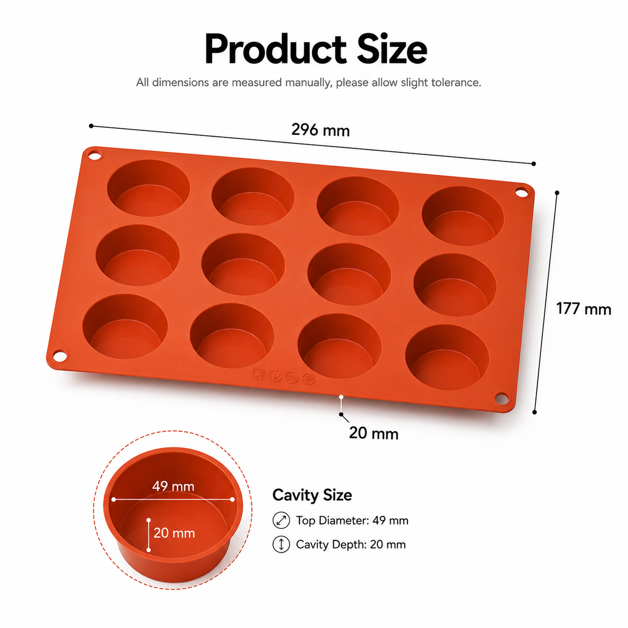 12 Cavity Silicone Cheesecake Mold Round Baking Tray Non Stick Reusable Bakeware for Dessert Bakery Kitchen Use